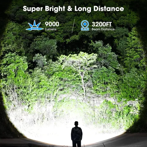 Miniatura 2 de Paquete de 2 linternas de 99000 lúmenes altos, linterna recargable LED súper brillante, 5 modos, IPX7 impermeable Flah Light para camping, hogar