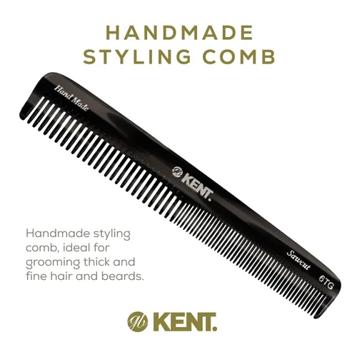 Miniatura 3 de Kent Peine de pelo de dientes finos y dientes anchos 6T G, peine de peinado hecho a mano para el cuidado del cabello, peines de peluquería, peines