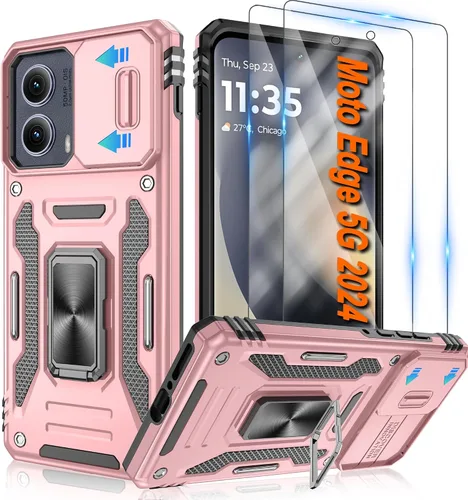 Miniatura 84 de Atump Funda para Motorola Moto G Play 2024 (4G) con [paquete de 2] protector de pantalla HD y cubierta para cámara deslizante, soporte de anillo
