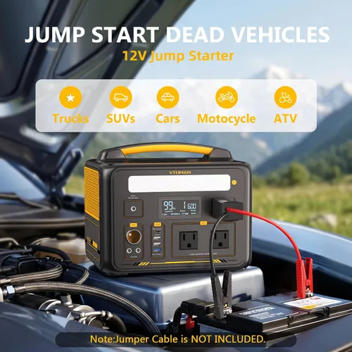 Miniatura 4 de VTOMAN Jump 600X Estación de Energía Portátil 600W, Generador Solar 299Wh Estación de Energía con Batería LiFePO4 con Arranque Rápido