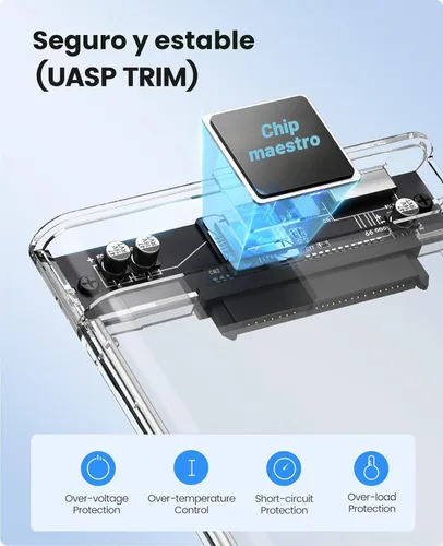 Miniatura 5 de ORICO Caja de disco duro externo de 2.5 pulgadas USB 3.0 a SATA III Caja de disco duro transparente sin herramientas para 2.5 pulgadas 0.276 in