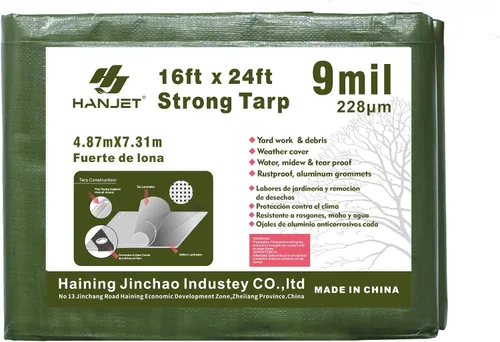 Miniatura 15 de lona impermeable duradera para cubierta, para camping, jardín, azul/verde militar, Verde