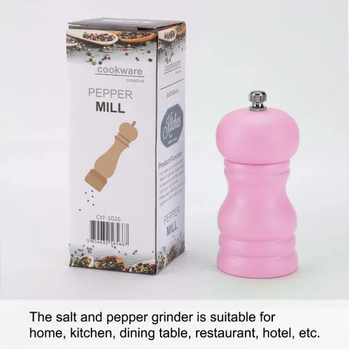 Miniatura 7 de uxcell Molinillo de sal y molinillo de madera de 4.5 pulgadas con grosor ajustable para condimentos, preparación de comidas, cocina, comedor