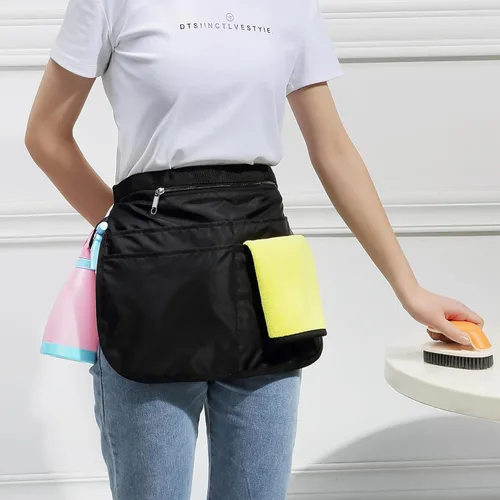 Miniatura 3 de Bafelia Delantal Organizador de Limpieza de Tamaño Pequeño para Mujeres con 5 Bolsillos, Suministros de Limpieza Profesionales Impermeables