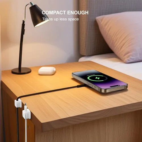 Miniatura 5 de Picozon - Paquete de 6 soportes magnéticos para cables, organizador de cables adhesivos Picozon para teléfono, cargador USB, organizador