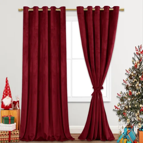 Miniatura 42 de JIUZHEN - Cortinas de terciopelo gris de 63 pulgadas opacas para sala de estar - Cortinas gruesas de terciopelo con ojales para ventana
