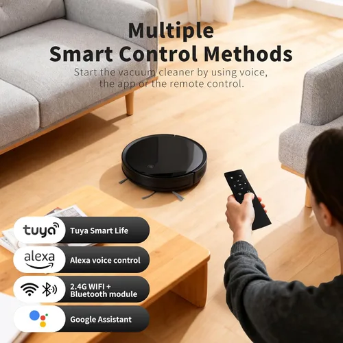 Miniatura 8 de Livvi Combo de robot aspirador y trapeador - Robot aspirador 2 en 1 de 3500 pa con WiFi/Aplicación/Voz, 120 minutos de tiempo de funcionamiento