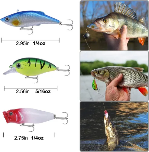 Miniatura 2 de PLUSINNO Kit de accesorios de pesca, caja de aparejos de pesca con aparejos incluidos, anzuelos de pesca, pesas de pesca, tiro dividido redondo, 78