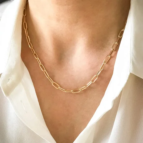 Miniatura 2 de BOUTIQUELOVIN - Collar de cadena de eslabones, de oro de 14 quilates, para mujeres y niñas