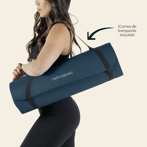 Miniatura 7 de Retrospec Solana - Tapete de yoga de 1 pulgada de grosor con correa de nailon, unisex, antideslizante, para yoga, pilates, estiramiento, ejercicios