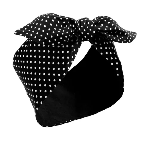 Miniatura 12 de Hicarer Diadema de lunares negros con lazo, bandana vintage con alambre, accesorios para el cabello retro de los años 50, diadema con alambre
