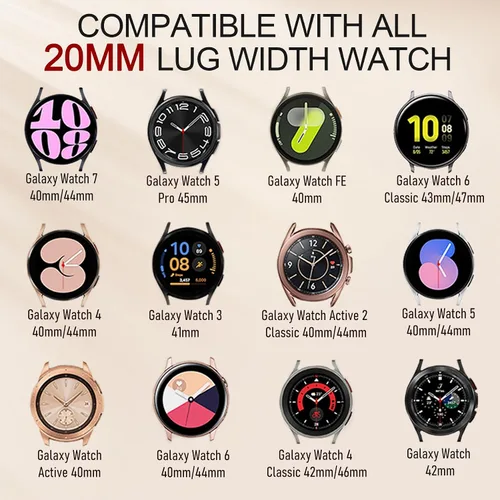 Miniatura 5 de JR.DM Paquete de 2 correas delgadas de cuero para mujer compatibles con Samsung Galaxy Watch 7/6/5/4/Active 2/4 Classic/6 Classic/5 Pro/FE 1.575 in