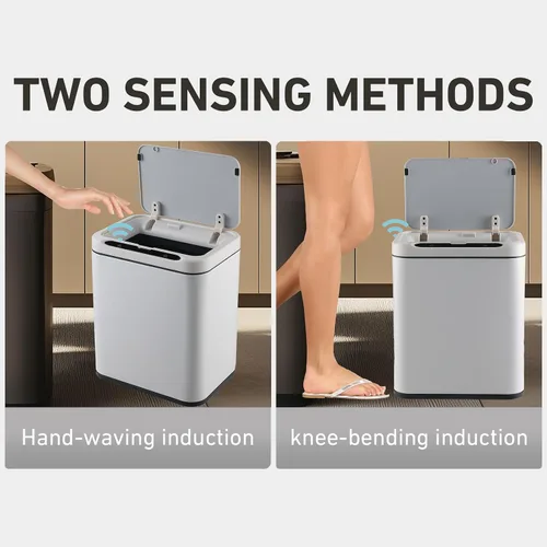 Miniatura 6 de ELPHECO Basurero de acero inoxidable para oficina, con sensor de movimiento, sin contacto, cubo de basura inteligente automático para cocina, Blanco