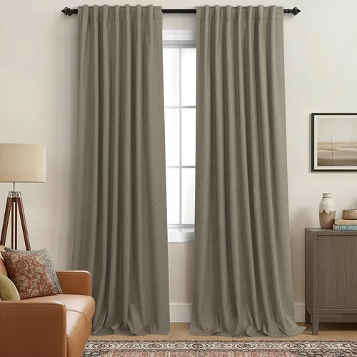 Miniatura 103 de KOUFALL - Cortinas de medio estilo francés de lino para ventana, juego de 2 cortinas cortas de 40 pulgadas de longitud, para privacidad, cortinas