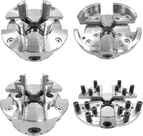 Miniatura 5 de NCK-3.75ZN/S1 Mandril de Torno para Madera 3-3/4" Juego de Mandril Autocentrante 1"x 8TPI Rosca Directa con tornillos prisioneros de bloqueo