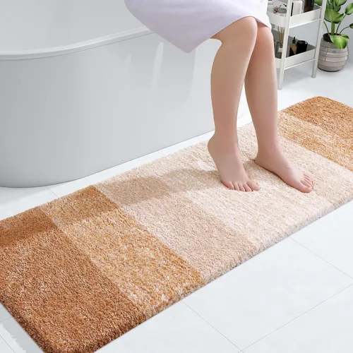 Miniatura 2 de OLANLY Alfombra de baño y inodoro en forma de U, tamaño 59 x 20 pulgadas, tamaño de alfombra de inodoro de 24 x 20 pulgadas, color beige, paquete