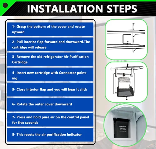 Miniatura 5 de Cartucho de purificación de aire para refrigerador 7042798-7007067 actualizado, repuesto para filtro de aire de refrigerador 7007076 (paquete de 2)
