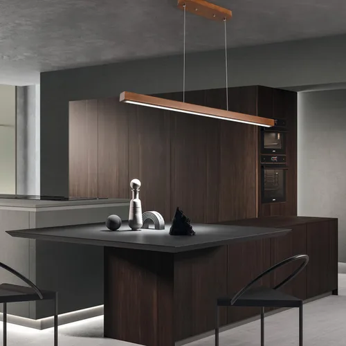 Miniatura 5 de YISDESIGN Lámparas colgantes lineales de madera de 47 pulgadas, modernas, LED, 36 W, regulables, iluminación colgante de techo, luces colgantes, Za.