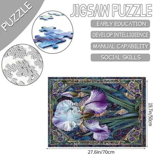 Miniatura 2 de Christal - Rompecabezas de 1000 piezas con diseño de iris blanco para adultos, con fondo celta, rompecabezas de 27 x 20 pulgadas, coloridos