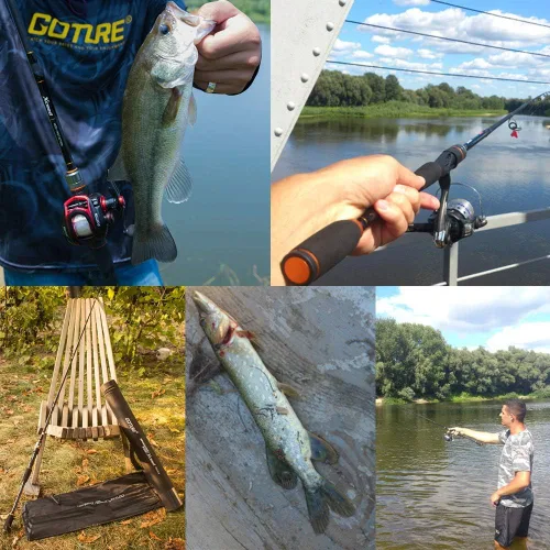Miniatura 7 de Goture Cañas de Pescar de Viaje, Caña de Pescar de 4 Piezas con Estuche/Bolsa, Caña de Casting/Spinning, Caña Baitcasting Ultraligera de 7 Pies