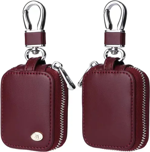 Miniatura 7 de Funda portátil de piel sintética para auriculares compatible con Airpods 4 con llavero de bolsillo de malla, bolsa de almacenamiento de auriculares