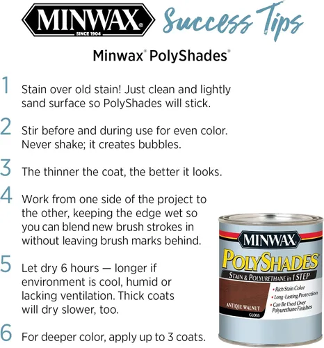 Miniatura 7 de Minwax® 213964444 PolyShades® Miel, Satén, Media Pinta