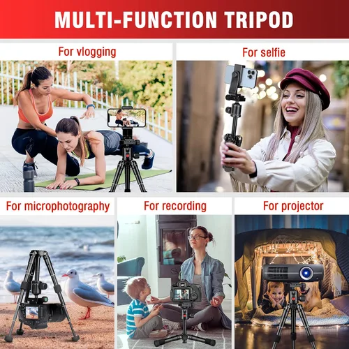 Miniatura 6 de JOILCAN Mini trípode para cámara, trípode de escritorio de aluminio de 21 pulgadas con cabeza de bola de 360°, trípodes de viaje portátiles
