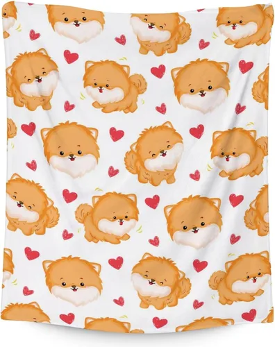 Miniatura 11 de Manta de Pomerania para niñas, tamaño de regazo de 30 x 40 pulgadas, manta de felpa suave y mullida, manta rosa para perro para sala de estar