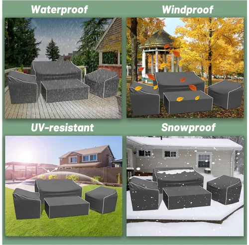 Miniatura 5 de Gasadar Funda Impermeable para Muebles de Exterior, Fundas para Juego de Muebles de Patio para Sofá Biplaza de Patio, Silla, Mesa de Café, 600D
