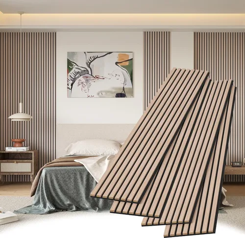 Miniatura 9 de POHARE Paneles de pared de listones de madera, paquete de 2 paneles decorativos de madera de 8 x 1 pie para pared, elegantes paneles de pared