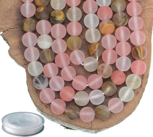Miniatura 27 de Piedras preciosas redondas de jade blanco mate natural de 0.236 pulgadas esmeriladas, 120 cuentas sueltas a granel para hacer joyas y pulseras