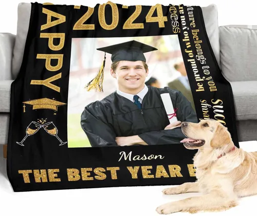 Miniatura 5 de D-Story Manta de franela personalizada para mujer, regalos de graduados, regalo de graduación de secundaria, regalos de graduación personalizados