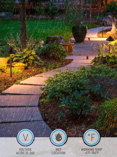Miniatura 4 de LEONLITE Paquete de 12 luces LED de bajo voltaje, 3 W 12-24 V CA/CC, iluminación de camino con cable, luz exterior para césped de patio, ETL CRI90+
