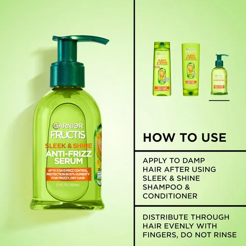 Miniatura 4 de Garnier Fructis Sleek & Shine - Suero antiencrespamiento para cabello seco, aceite de argán, 5.1 onzas líquidas, 2