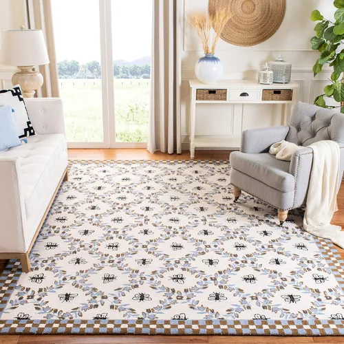 Miniatura 10 de SAFAVIEH Chelsea Collection - Alfombra decorativa de 1 pies 8 pulgadas x 2 pies 6 pulgadas, color negro, lana de campo francesa enganchada a mano