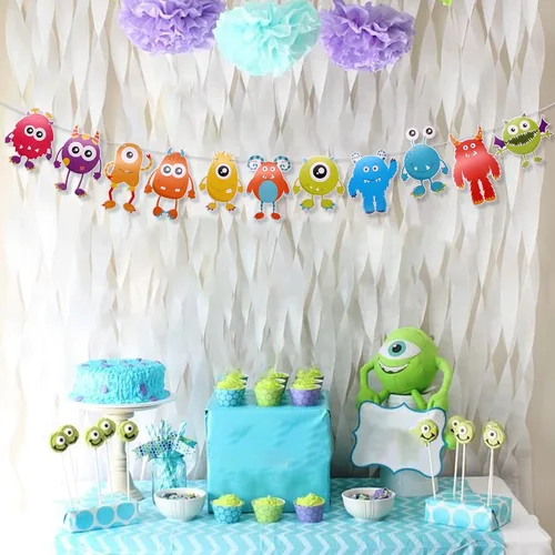 Miniatura 4 de Cartel de Little Monster para decoración de fiesta de cumpleaños con temática de monstruo, suministros de fiesta de baby shower, guirnalda
