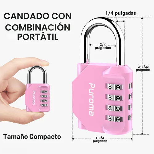 Miniatura 5 de Puroma - Candado impermeable de combinación de 4 dígitos, para intemperie, para casillero escolar o deportivo, valla, caja de herramientas, puerta