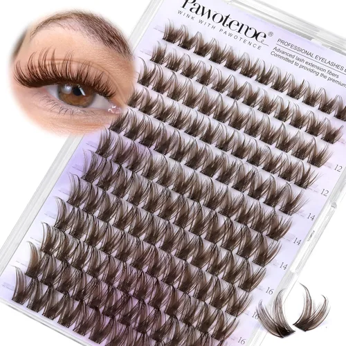 Miniatura 32 de Pawotence Kira - Extensiones de pestañas en racimo Wispy de 0.394-0.709 in, extensiones de pestañas individuales suaves y cómodas con banda fina