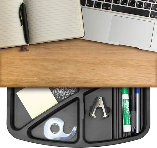 Miniatura 9 de Mount-It! Cajón montado debajo del escritorio, bandeja giratoria debajo del escritorio para clip de papel, bolígrafo y otros suministros de oficina
