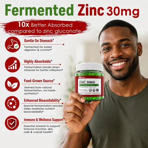 Miniatura 3 de Gomitas de zinc + cobre, selenio, vitamina C y D3, suplementos de zinc fermentados para mujeres y hombres con saúco, gomitas inmunes diarias