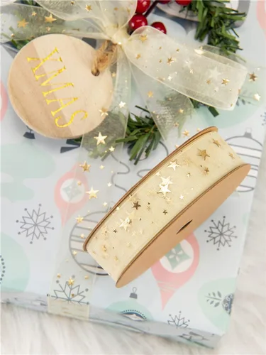 Miniatura 3 de Gold Star - Cinta transparente de hilo de nieve para cumpleaños, bodas, Navidad, 3/4 pulgadas x 10 yardas