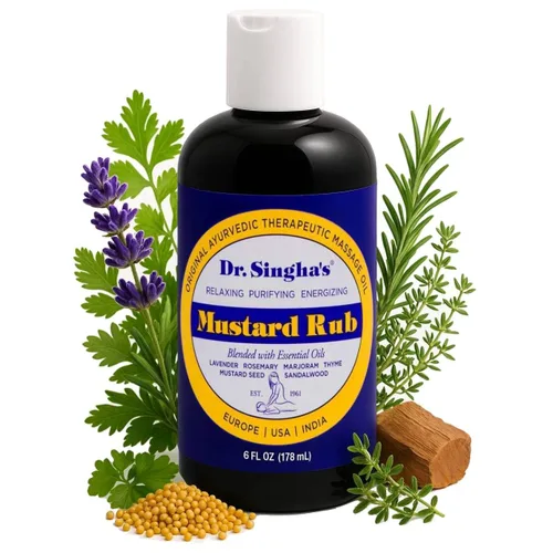 Dr. Singha's Mustard Rub, aceite terapéutico de masaje corporal - con los mejores aceites esenciales para dolores musculares y alivio muscular