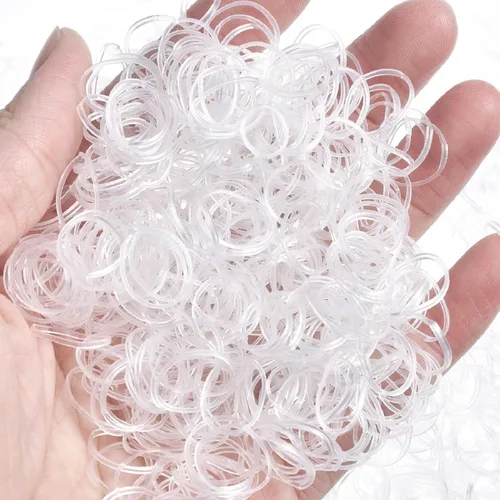 Miniatura 3 de Hicarer 1000 mini bandas de goma bandas elásticas suaves para peinados de cabello (1.5 cm, transparente)