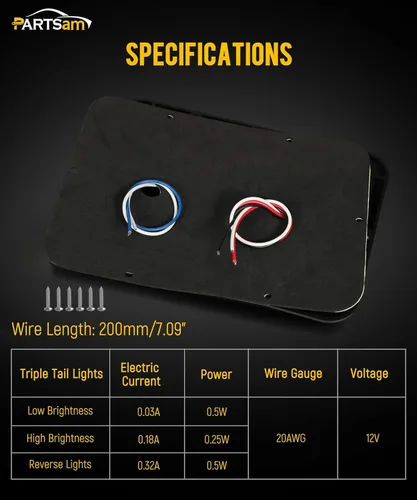 Miniatura 4 de Partsam 2 luces traseras LED dobles para remolque con montaje horizontal, luces traseras de doble parada, 33 LED, montaje en superficie, luces Rojo
