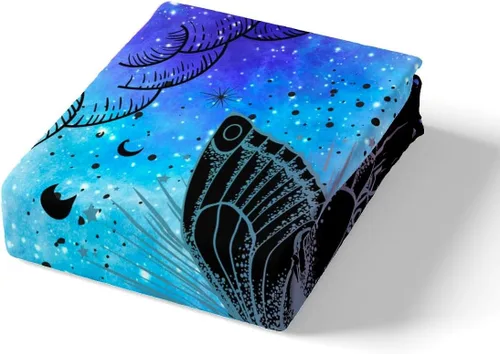 Miniatura 5 de Manfei Juego de sábanas de mariposa tamaño individual, juego de sábanas bohemias de luna y estrellas, 3 piezas con sábana bajera de bolsillo