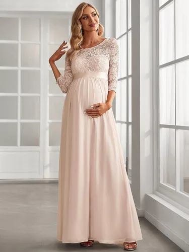 Miniatura 3 de Ever-Pretty Vestido de maternidad con bordado de encaje de manga 34 de gasa para mujer 20797-EYUS