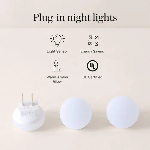 Miniatura 3 de Loftie – Luces nocturnas enchufables en la pared - 0.5W Luz nocturna enchufable - Resplandor ámbar cálido, luz de pared con sensor de atardecer a