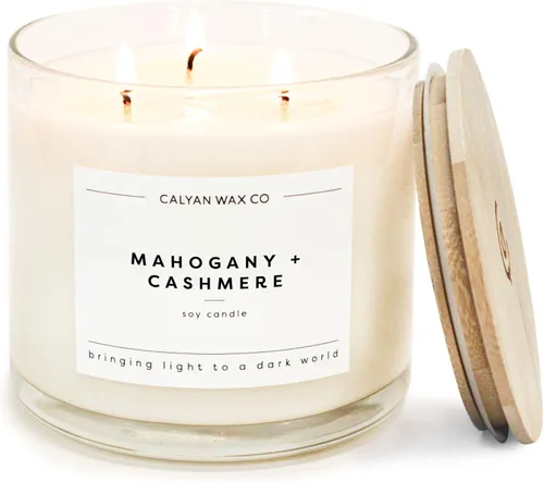 Miniatura 13 de Calyan Wax Co. Vela perfumada de cedro y tabaco de 3 mechas - 43 horas de combustión - Velas de soja de 3 mechas de lujo - Velas de cera de soja