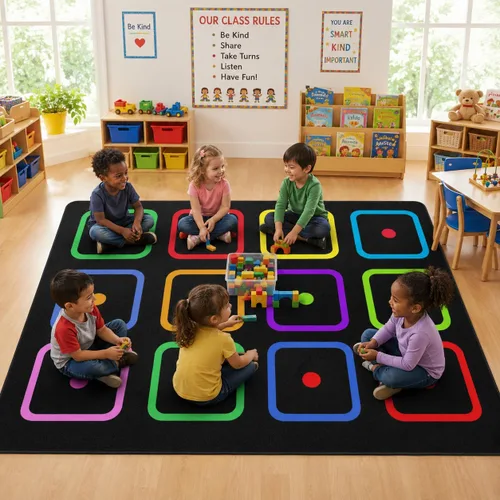 Miniatura 34 de Alfombra para Niños, Alfombra de Oruga Arcoíris ABC Letras del Alfabeto Tapete Educativo - 5x7 Pies Alfombra de Área de Aprendizaje con Respaldo