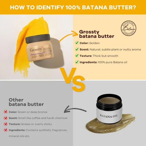 Miniatura 3 de Grossty Aceite de batana para el crecimiento del cabello, Dr. Sebi 100% puro crudo orgánico aceite de batana mantequilla tratamiento hidratante